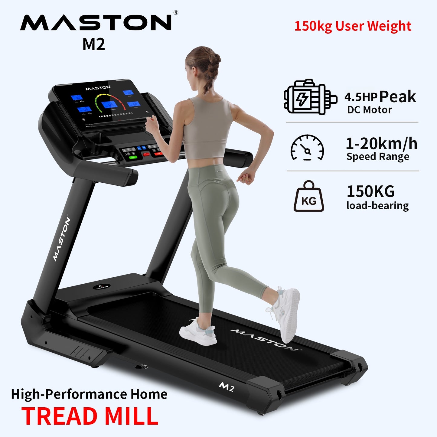 جهاز المشي التجاري الخفيف M2 + محطة الصالة الرياضية المنزلية MST-MC800 – مجموعة كاملة للصالة الرياضية المنزلية