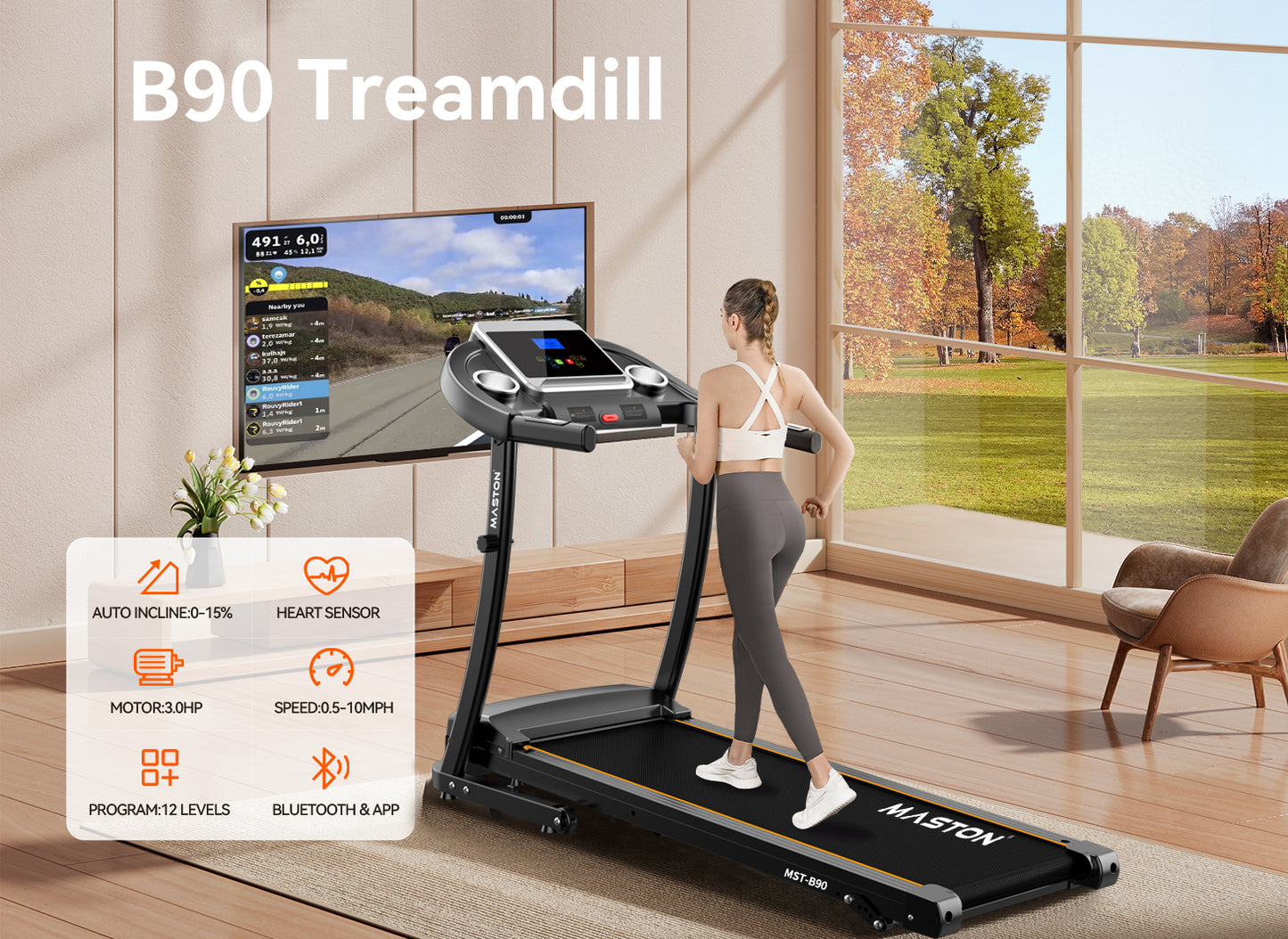 عرض خاص بمناسبة اليوم الوطني لدولة الإمارات العربية المتحدة - جهاز مشي B90 + دراجة K30 + مقعد قابل للتعديل 