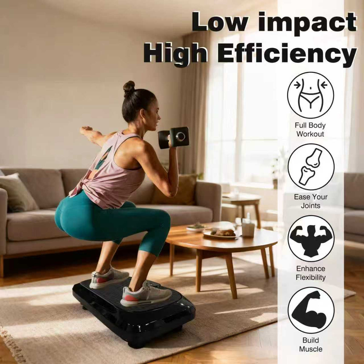 Vibration Plates, Vibration Fitness Exercise Machine for Home Use, 5 Program Modes & 2 Resistance Bands Fitness Trainer Vibration Machine