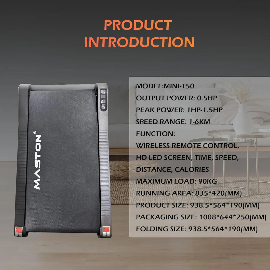 جهاز المشي المصغر T50 + جهاز التمارين البيضاوية K50 الذي يوضع تحت المكتب