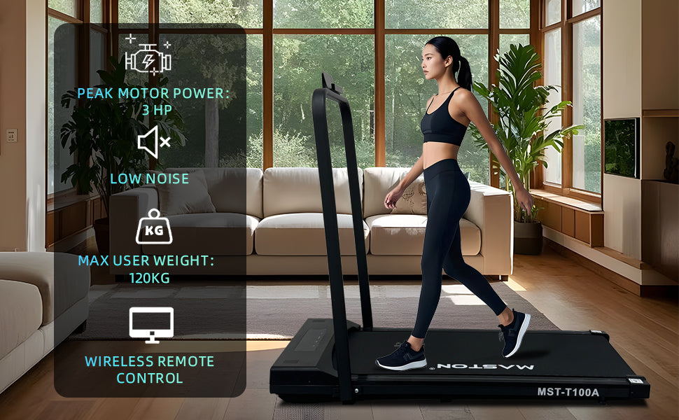 جهاز المشي المنزلي ماستون MST-T100A بقوة 3.0 حصان، مزود بلوحة مشي، يُوضع تحت المكتب