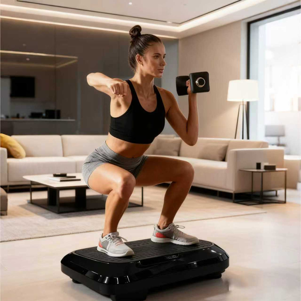 Vibration Plates, Vibration Fitness Exercise Machine for Home Use, 5 Program Modes & 2 Resistance Bands Fitness Trainer Vibration Machine