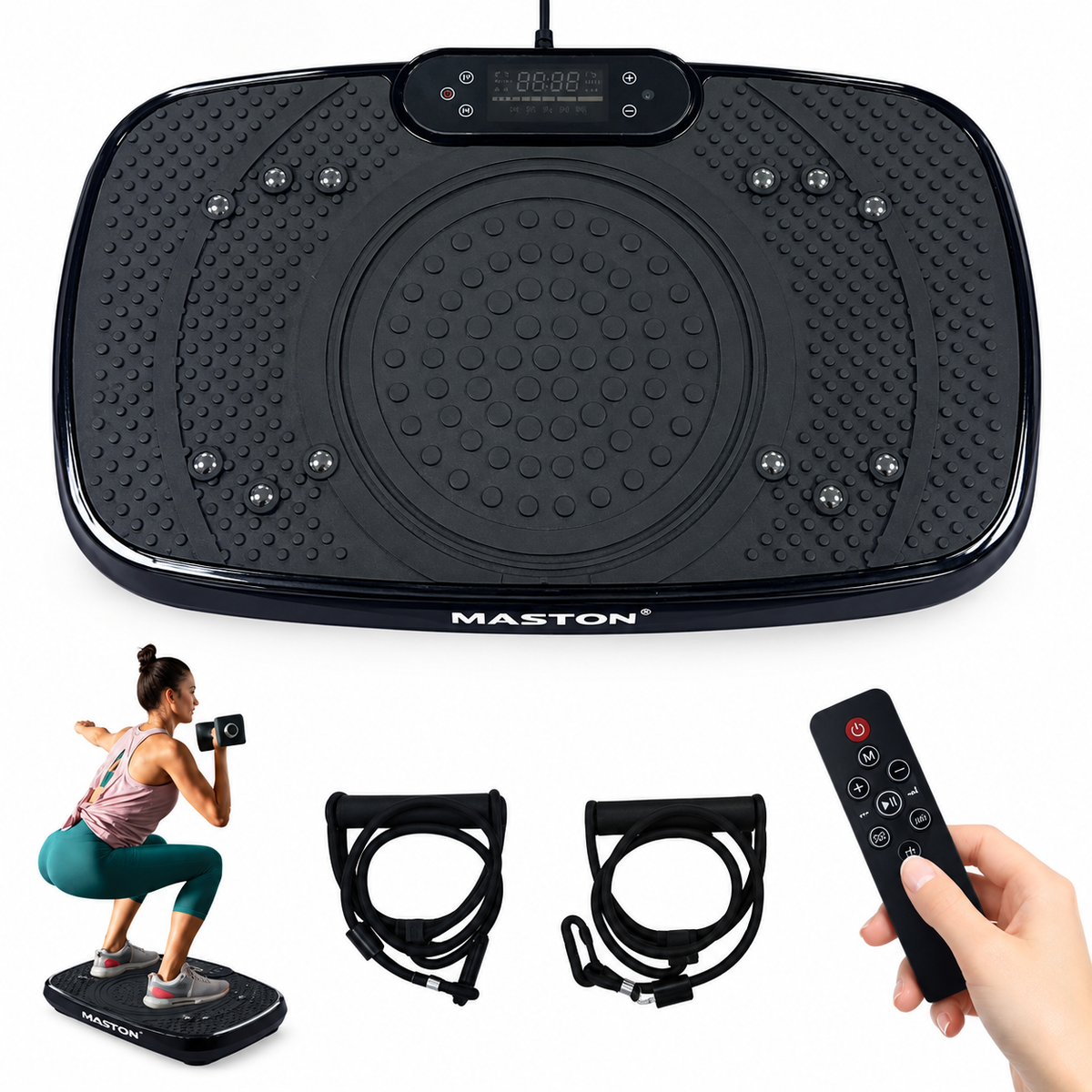 Vibration Plates, Vibration Fitness Exercise Machine for Home Use, 5 Program Modes & 2 Resistance Bands Fitness Trainer Vibration Machine