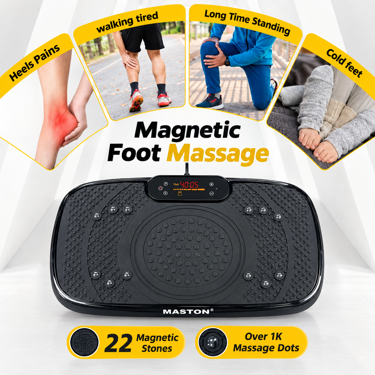 Vibration Plates, Vibration Fitness Exercise Machine for Home Use, 5 Program Modes & 2 Resistance Bands Fitness Trainer Vibration Machine